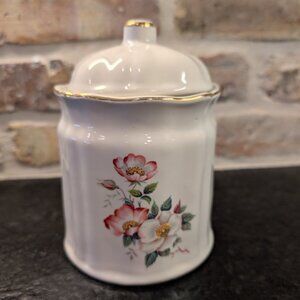 House Of Webster Briar Rose Vintage Ceramic Canister Jar With Lid Floral Design
